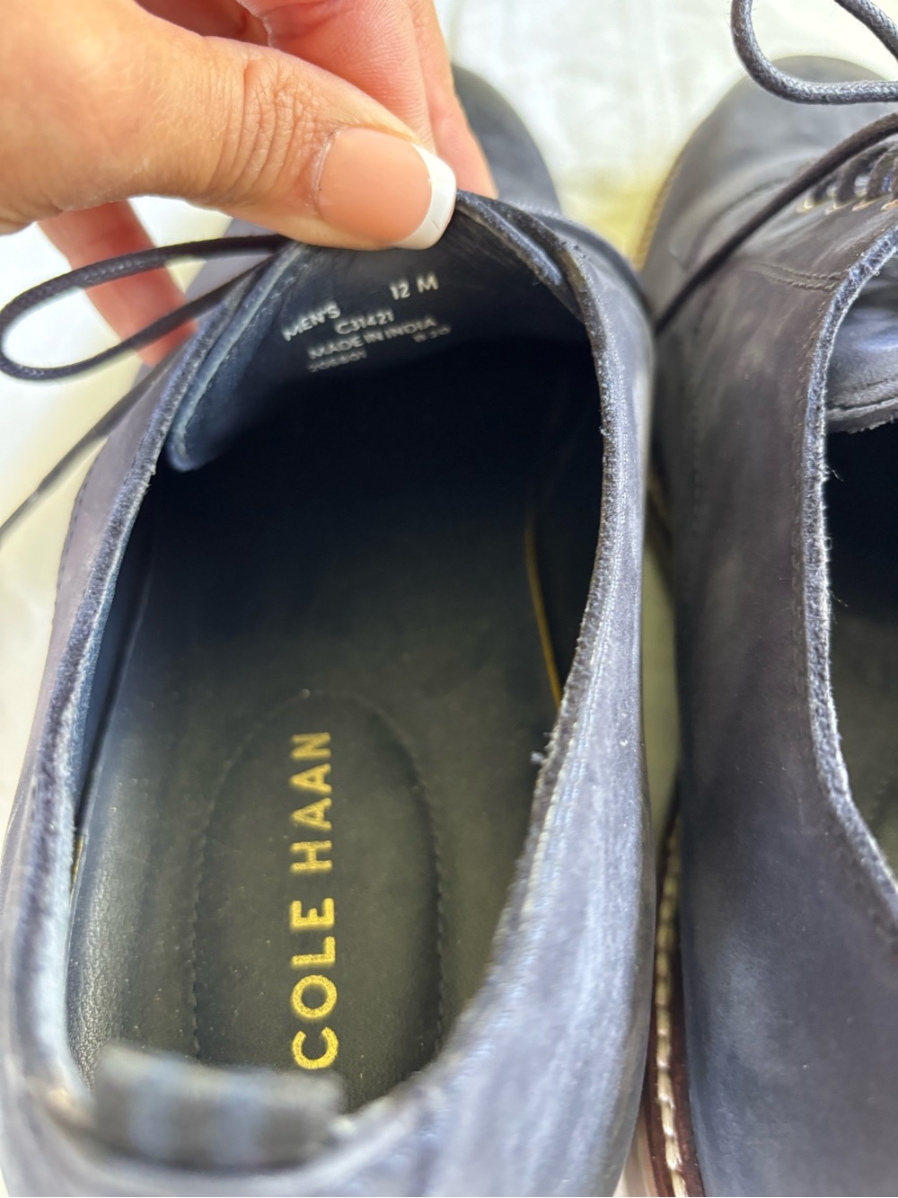 Men's Cole Haan Plain Toe Oxford Shoes Color Midnight Moon Size 12 M Made USA - Picture 4 of 5